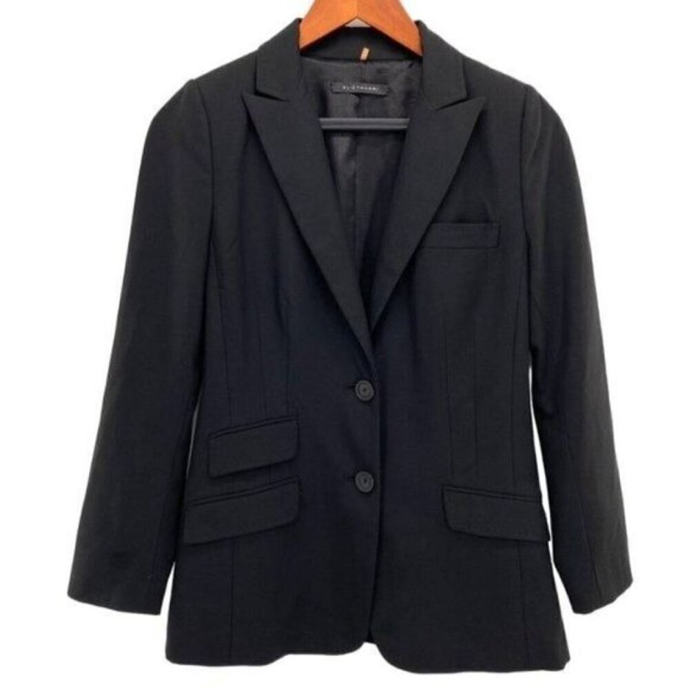 Elie Tahari Womens Black Wool Blend Blazer Relaxed Single Breasted Jacket - Picture 8 of 10
